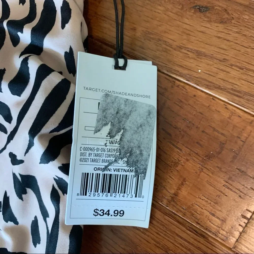 NWT New SHADE & SHORE Leopard Animal Print Monokini Swimsuit Tan Brown M 8 10 - Picture 7 of 9